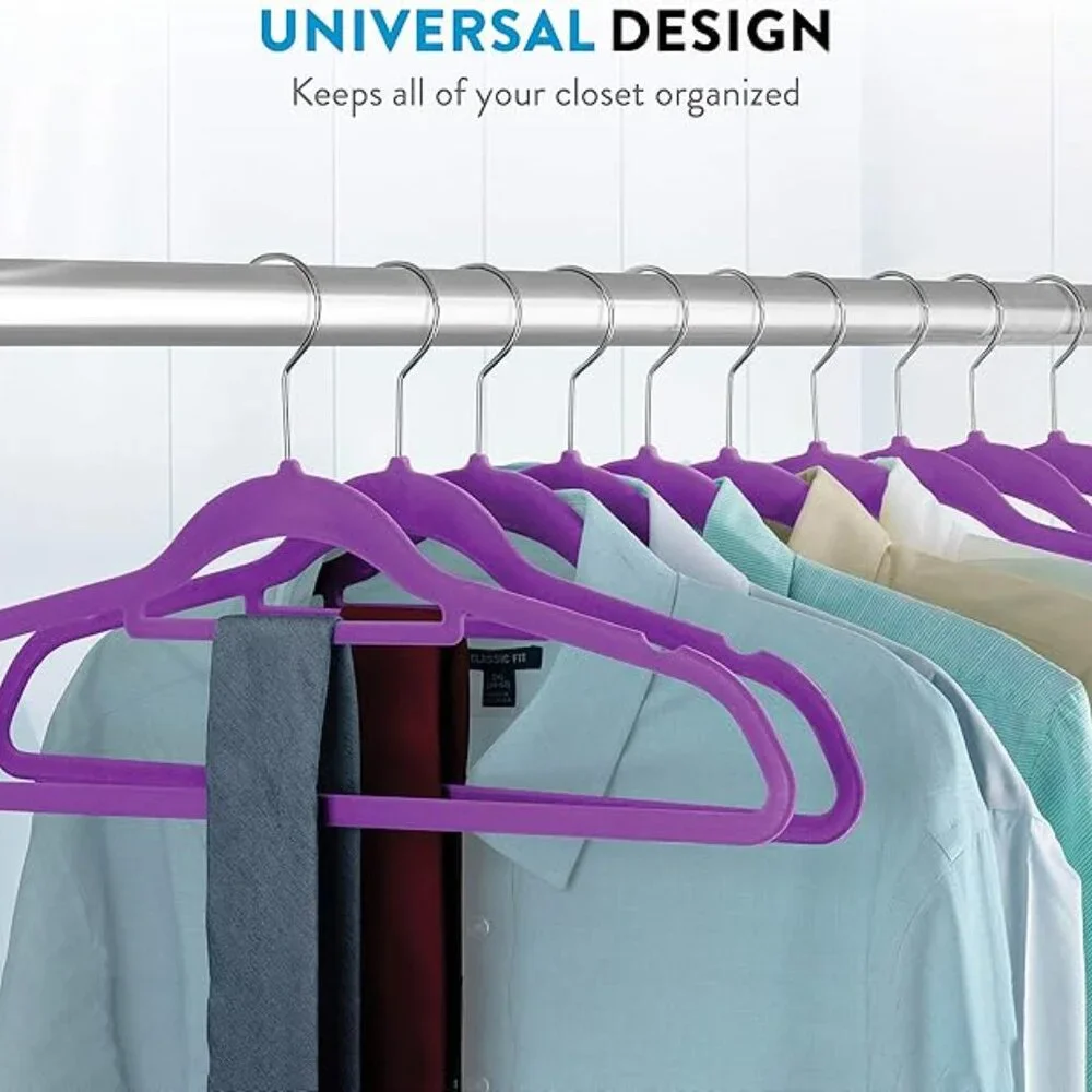 Black Velvet Clothing Hangers W/Tie Bar - Non-Slip, Swivel Hook, 20 pack, NWT